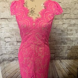 Large hot pink lace dress